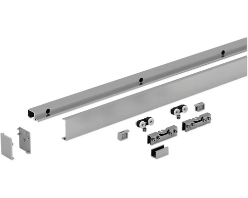 Kit de ferrures pour porte coulissante avec rail et accessoires