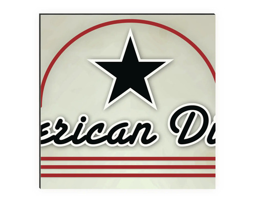 Amerikanisches Design mit Stern, Schriftzug und Linien