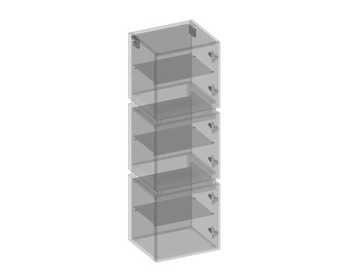 Trois étagères murales transparentes, adaptées aux salles de bains ou autres pièces
