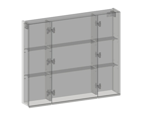 Medizinschrank mit drei Glastüren und drei Regalböden