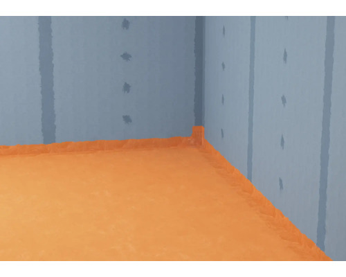 Représentation d''une étanchéité sur un mur et un sol à l''intérieur.