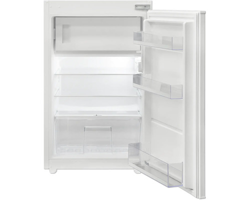 Geöffneter, weisser Kühlschrank mit Ablagefächern