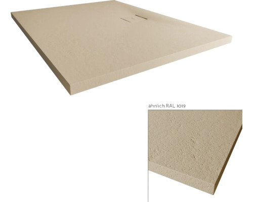 Beige Duschtasse aus Mineralguss mit Ablauf