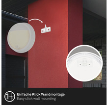 Présentation du montage mural à clic facile d''un luminaire extérieur.