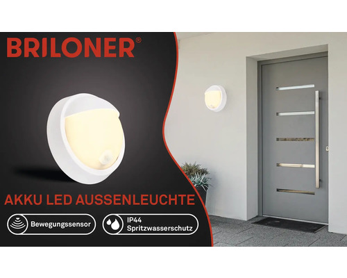 Briloner spot LED extérieur à batterie avec détecteur de mouvement et protection anti-éclaboussures IP44