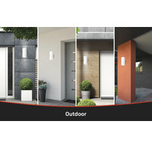 Différentes façades avec luminaires extérieurs apparents