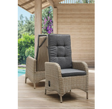 Sitzgruppe Destiny PALMA LUNA 4 Hochlehner + Tisch Ø100x75cm, natur meliert