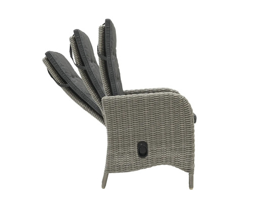 Fauteuil de jardin avec dossier réglable et coussins gris