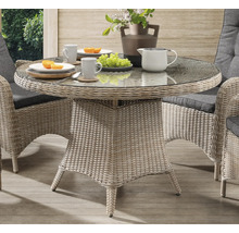 Sitzgruppe Destiny PALMA LUNA 4x Hochlehner + Tisch Ø120x75cm, natur meliert