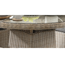 Sitzgruppe Destiny PALMA LUNA 4x Hochlehner + Tisch Ø120x75cm, natur meliert