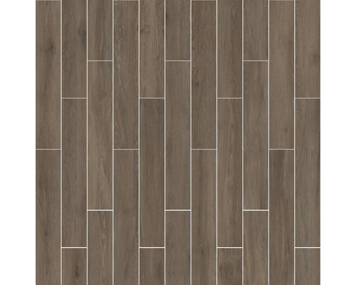 Verlegung von länglichen Fliesen in Holzoptik