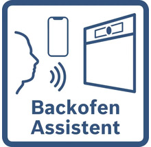 Backofenassistent Symbol: Sprachsteuerung und Smartphone-Verbindung mit Ofen