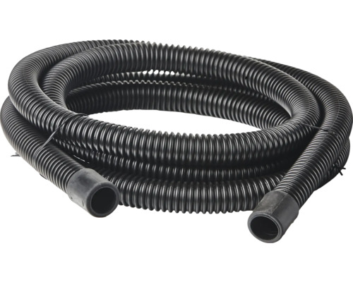 Schwarzer flexibler Kunststoffschlauch mit gerippter Oberfläche.