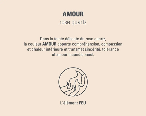 Quartz rose Amour avec symbole de l''élément feu