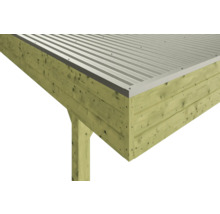 Carport double SKAN HOLZ Friesland avec une arche et ancrages pour poteaux 557x555 cm imprégnés