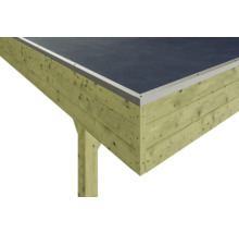 Carport double SKAN HOLZ Friesland avec film d'étanchéité pour toiture en EPDM et ancrage pour poteaux H 557 x 555 cm imprégné