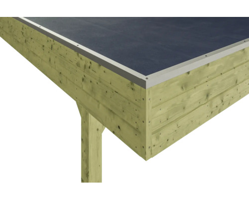 Vue détaillée d''un carport en bois avec toit bitumé