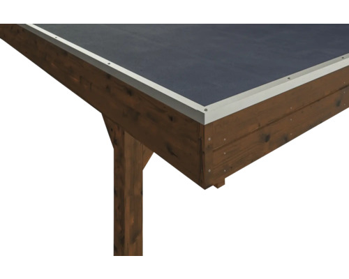 Vue détaillée d''une pergola en bois avec toit plat