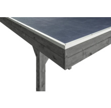 Carport simple SKAN HOLZ Friesland avec film d'étanchéité pour toiture en EPDM et ancrage pour poteaux H 397 x 708 cm gris