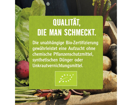Qualität, die man schmeckt: Bio-Zertifizierung für Anbau ohne chemische Pflanzenschutzmittel, synthetischen Dünger oder Unkrautvernichtungsmittel.