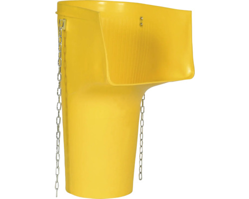 Gelber Bauschuttrichter mit Kette zur Montage