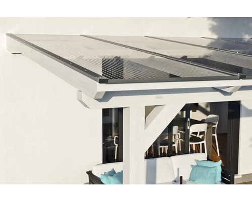 Toit de terrasse en bois avec plaques de polycarbonate