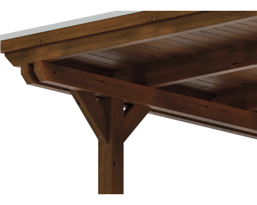 Vue détaillée d''une pergola en bois avec des poutres en bois