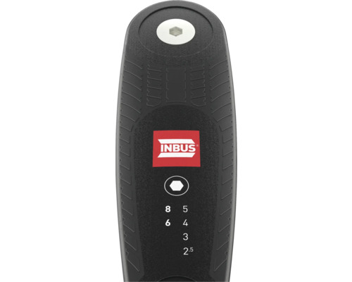 Inbus Steckschlüssel mit Inbus Logo und Größenangaben