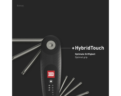 Inbus Logo auf einem Inbusschlüssel-Set mit Hybrid Touch für optimalen Grip