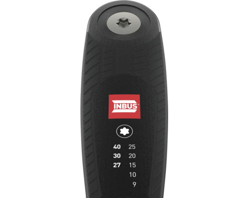 Inbus-Schraubendreher mit verschiedenen Größenangaben und Inbus Logo.