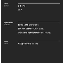 INBUS® 71512 Winkelschraubendreher (extra lang) 4mm, mit Kugelkopf — Made in Germany
