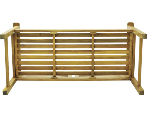 Vue de dessous d''un banc de jardin en bois avec structure à lattes