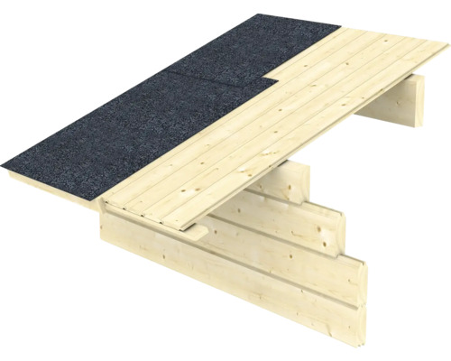 Construction en bois avec carton bitumé sur le toit
