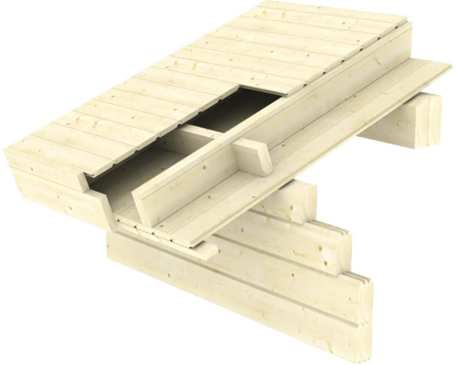 Construction de poutres en bois avec planches à rainure et languette