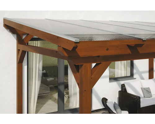 Terrasse en bois avec toit transparent