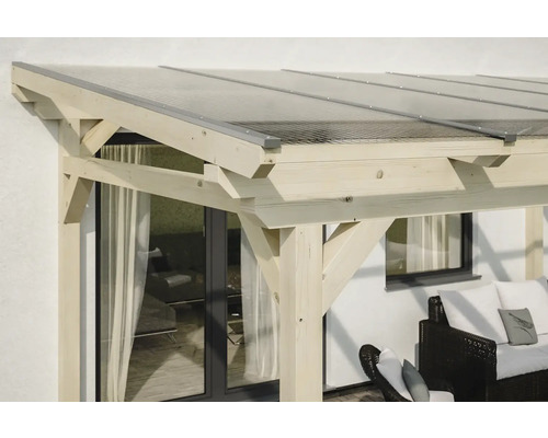 Toit de terrasse en bois avec toit transparent