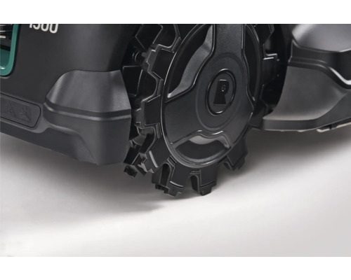 Vue détaillée d''une roue de robot de tonte