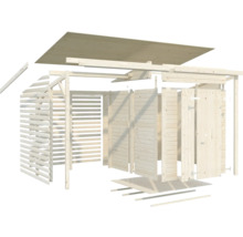 Abri de jardin Palmako Leif 3,0+2,9m² avec plancher 377 x 187 cm naturel