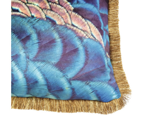 Dekokissen mit Federdesign und Fransen