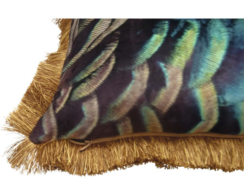 Dekokissen mit Federmuster und Fransen