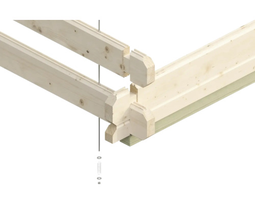 Eckverbindung aus Holz mit Feder