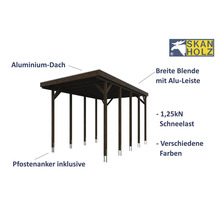 Holzcarport mit Aluminiumdach und Pfostenankern inklusive