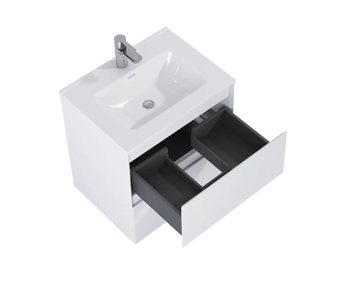 Waschtisch mit offenem Schubfach und Waschbecken