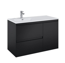 Jungborn Waschtischunterschrank DECEM BxHxT 1000 x 635 x 458 mm links Frontfarbe schwarz matt