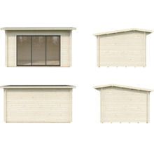 Gartenhaus Palmako Ines 11,1 m² Schiebetür Isolierglas inkl. Fußboden 434 x 379 cm natur
