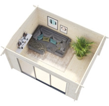 Gartenhaus Palmako Ines 11,1 m² Schiebetür Isolierglas inkl. Fußboden 434 x 379 cm natur