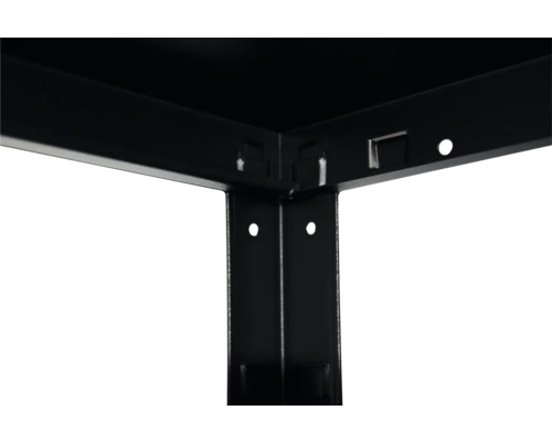 Detailansicht eines schwarzen Metallregals