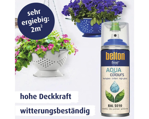 Belton Free Aqua Colours Sprühlackdose mit blauen Blumenampeln