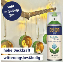 Dekorative Szene mit Belton Free Aqua Farbspraydose Laubgrün und DIY Windlichtern