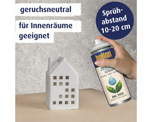 Helton Logo. Sprühdose mit dem Hinweis geruchsneutral und für Innenräume geeignet.